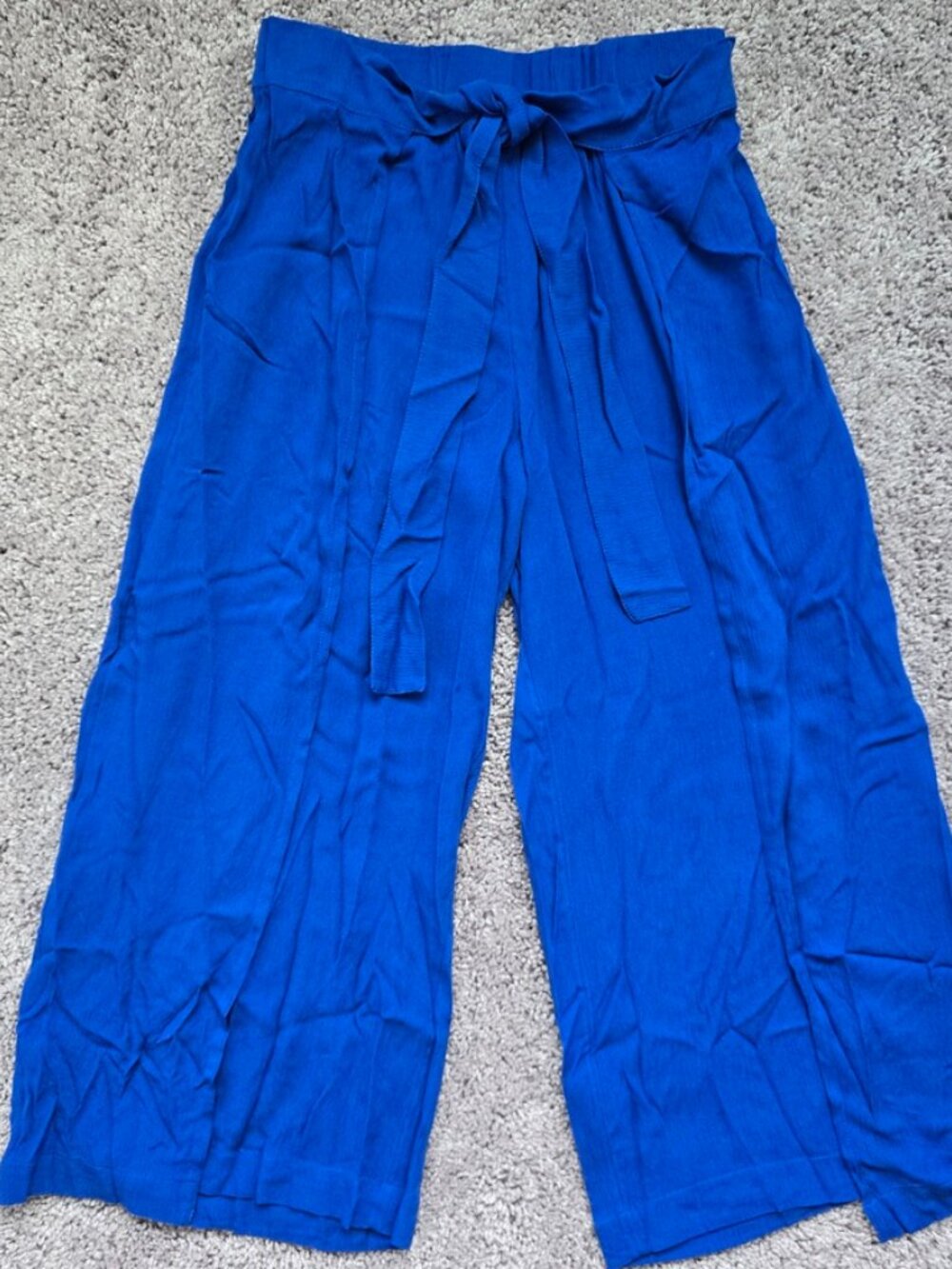 Tally Weijl Faux Wrap Front Tie Wide Leg Pants Elastic Waist Overlay Trouser S